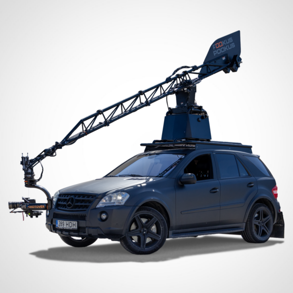 pursuit car with motocrane ultra on top